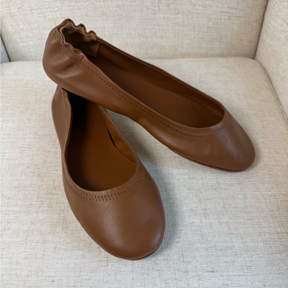 New Quince Women’s Cognac Brown Italian Leather On The Go Ballet Flat Shoes 9 - Picture 4 of 11
